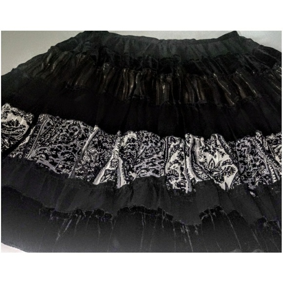 BCBGMaxAzria Silk Velvet Peasant Midi Skirt - Picture 4 of 6